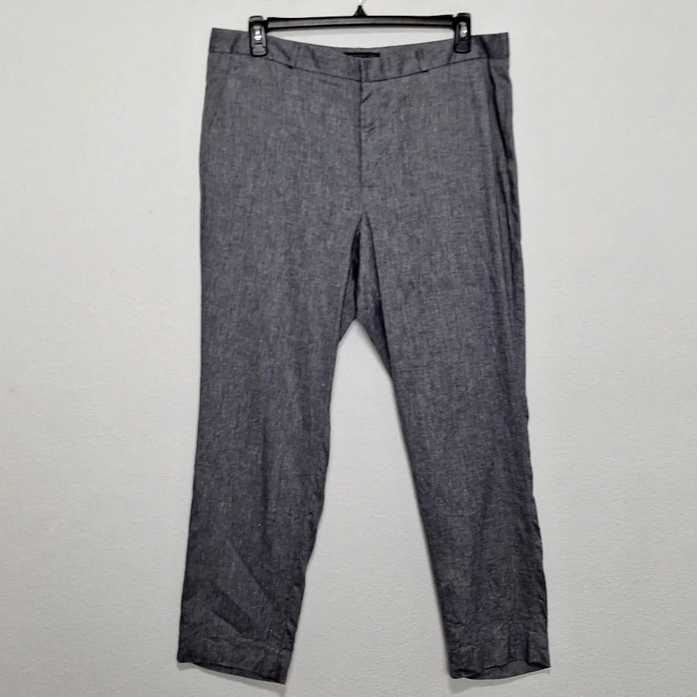 Banana Republic Gray Avery Preppy Lagenlook Linen Blend Trouser Pants Size 16L